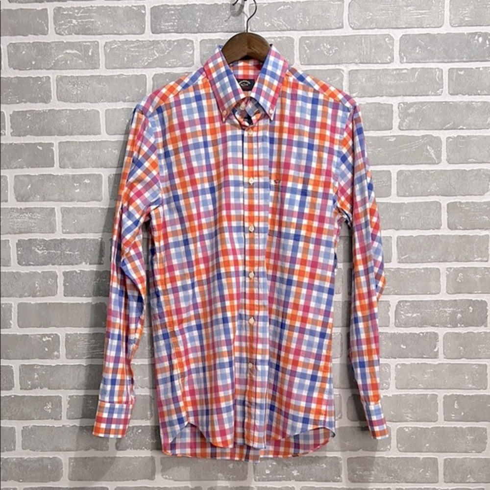 Paul & Shark Orange Blue Red Plaid Button-Down Shirt